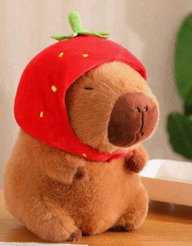 PELUCHE DE CAPIBARA CON TURBANTE DE FRESA