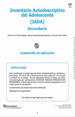 CUADERNILLOS AUTODESCRIPTIVO DEL ADOLESCENTE (IADA) SECUNDARIA