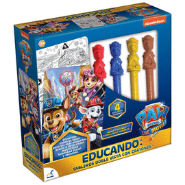 JCA-3287 EDUCANDO: TABLEROS DOBLE VISTA + 4 CRAYONES PAW PATROL