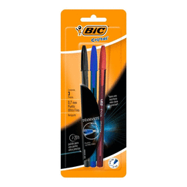 BOLÍGRAFO ULTRA FINO 0.7 SURTIDO BLISTER 3 PIEZAS BIC