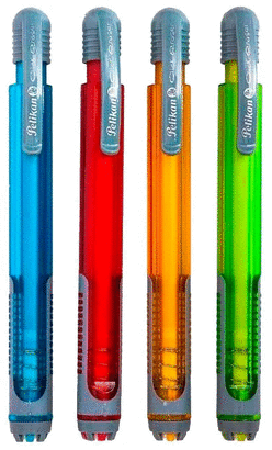 BORRADOR CLICK ERASER TIPO PLUMA ESCOLAR COLORES TRASLUCIDOS