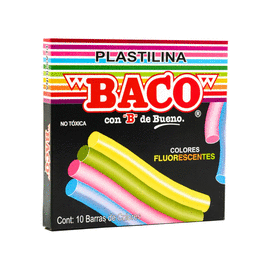 PLASTILINA BARRITAS COLORES FLUORESCENTES SURTIDOS 10 PIEZAS BACO