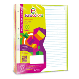 HOJAS PARA CARPETA CARTA 100H RAYAS ARCOIRIS