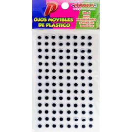 OJOS MOVIBLES DE PLASTICO C/ADHESIVO 8MM 112 PZ