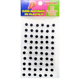 OJOS MOVIBLES DE PLASTICO C/ADHESIVO 12MM 60PZ BLISTER