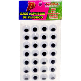 OJOS MOVIBLES DE PLASTICO C/ADHESIVO 18MM 28PZ BLISTER