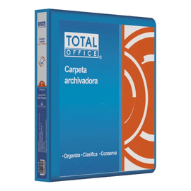 CARPETA DE ARGOLLA VINIL CARTA AZUL NEON TOTAL OFFICE