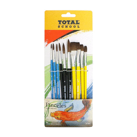 PINCEL ACUARELA PELO PONY C/10 PIEZAS (#5/8,#1/2,#3/8,#1/4)