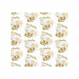 PAPEL DE REGALO BODA COPAS Y ANILLOS FONDO BLANCO 70 X 50