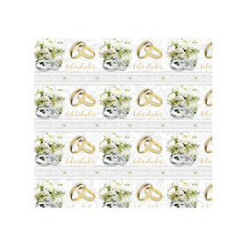 PAPEL DE REGALO BODA ANILLOS FONDO GRIS 70 X 50 CM