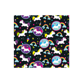 PAPEL DE REGALO UNICORNIOS FONDO NEGRO 70 X 50 CM