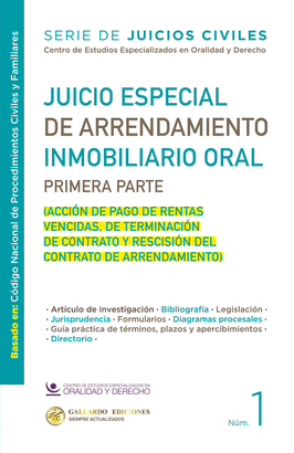 JUICIO ESPECIAL DE ARRENDAMIENTO INMOBILIARIO ORAL PRIMERA PARTE N.1. 2025