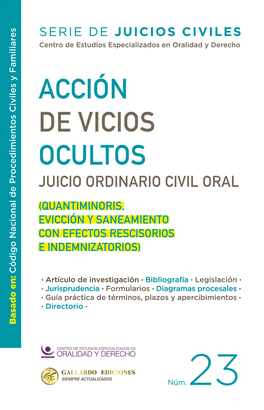 ACCIÓN DE VICIOS OCULTOS. JUICIO ORDINARIO CIVIL N°23