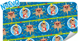 PAPEL DE REGALO CAPIBARA ROCKERO FONDO AZUL 70X50 CM