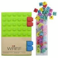 WAFF COMBO CUADERNO MEDIUM+70 CUBOS DE LETRAS VERDE