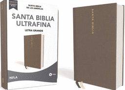 NBLA SANTA BIBLIA ULTRAFINA, LETRA GRANDE, TAMAÑO MANUAL, TAPA DURA/TELA, GRIS, EDICIÓN LETRA ROJA