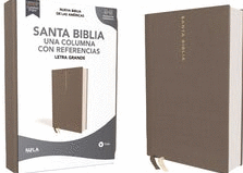 BIBLIA NBLA, UNA COLUMNA CON REFERENCIAS, LETRA GRANDE, TAPA DURA/TELA, GRIS, EDICIÓN LETRA ROJA