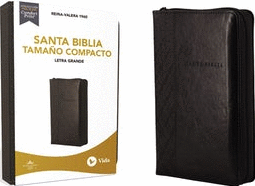 RVR60 SANTA BIBLIA, LETRA GRANDE, TAMAÑO COMPACTO, LEATHERSOFT, NEGRO, EDICIÓN LETRA ROJA CON CIERRE