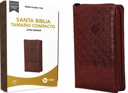 RVR60 SANTA BIBLIA, LETRA GRANDE, TAMAÑO COMPACTO, LEATHERSOFT, CAFÉ, EDICIÓN LETRA ROJA, CON CIERRE