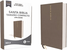 NBLA SANTA BIBLIA, LETRA GRANDE, TAMAÑO COMPACTO, TAPA DURA/TELA, GRIS, EDICIÓN LETRA ROJA