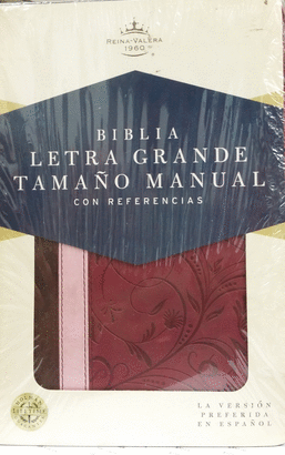 BIBLIA LETRA GRANDE TAMAÑO MANUAL CON REFERENCIAS VINO/ROSA
