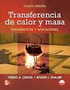 TRANSFERENCIA DE CALOR Y MASA 4ª EDIC. INCL. CD FUNDAMENTOS Y APLICACIONES