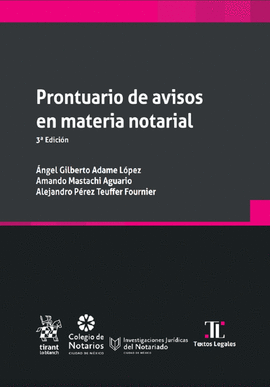 PRONTUARIO DE AVISOS EN MATERIA NOTARIAL 3RA EDICIÓN