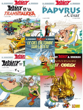 PACK 7 ASTERIX: LE PAPYRUS DE CÉSAR, ET LA TRANSITALIQUE, CHEZ LES PICTES, LANNIVERSAIRE DASTÉRIX & OBÉLIX, LE CIEL LUI TOMBE SUR LA TÊTE