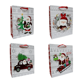 BOLSA REGALO NAVIDAD BLANCA SANTA CLAUS. VARIOS MODELOS 32X26X10CM