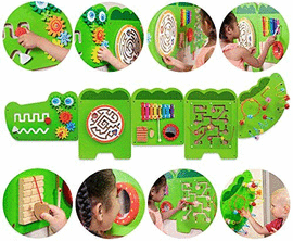LEARNING ADVANTAGE CROCODILE ACTIVITY WALL PANELS-AGES 18M+MONTESSORI SENSORY WALL TOY-8 ACTIVITIES