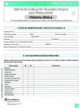 PROTOCOLOS BATERIA NEUROPSICOLÓGICA PARA PREESCOLAR